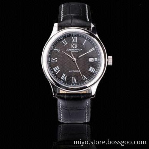 Men's Style Skeleton Automatic Watch in Stainless Steel Case and Leather Strap, 3ATM, WRC